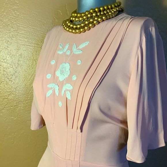 NWT By Timo Anthropologie Blush Pink Embroidered Dress.  Sz S - Picture 4 of 5